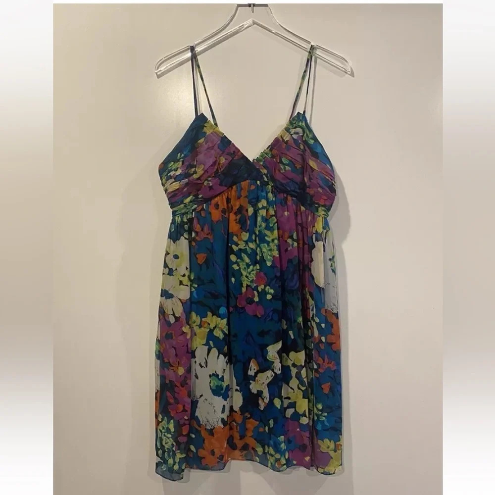 Morgan McFeeters Silk Floral Empire Waist Baby‎ Doll Slip Dress Womens 12…